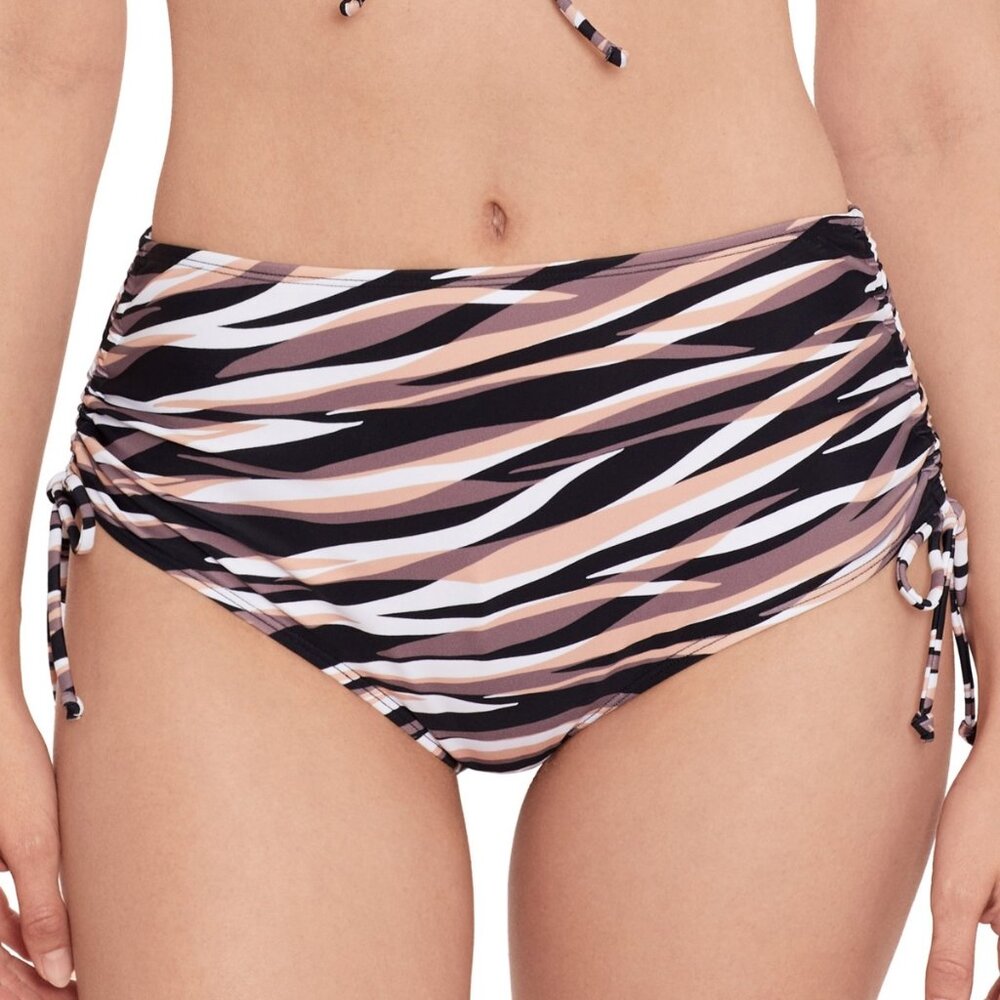 Salt + Cove Striped Side-Tie High-Waist Bikini Bottoms